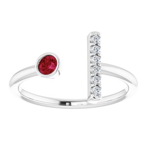 Platinum Lab-Grown Ruby & .05 CTW Natural Diamond Bar Ring
