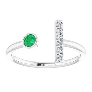 Platinum Lab-Grown Emerald & .05 CTW Natural Diamond Bar Ring