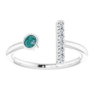 Platinum Lab-Grown Alexandrite & .05 CTW Natural Diamond Bar Ring