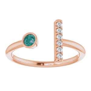 14K Rose Gold Lab-Grown Alexandrite & .05 CTW Natural Diamond Bar Ring