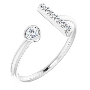 14K White Gold 1/6 CTW Natural Diamond Bar Ring
