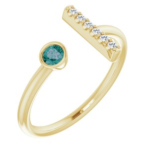 14K Yellow Gold Lab-Grown Alexandrite & .05 CTW Natural Diamond Bar Ring