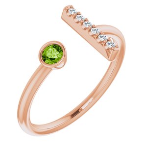 14K Rose Gold Natural Peridot & .05 CTW Natural Diamond Bar Ring