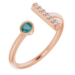 14K Rose Gold Lab-Grown Alexandrite & .05 CTW Natural Diamond Bar Ring
