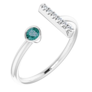 14K White Gold Lab-Grown Alexandrite & .05 CTW Natural Diamond Bar Ring