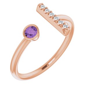14K Rose Gold Natural Amethyst & .05 CTW Natural Diamond Bar Ring