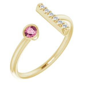14K Yellow Gold Natural Pink Tourmaline & .05 CTW Natural Diamond Bar Ring