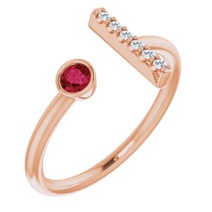 14K Rose Gold Natural Ruby & .05 CTW Natural Diamond Bar Ring