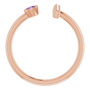 14K Rose Gold Natural Amethyst & .05 CTW Natural Diamond Bar Ring