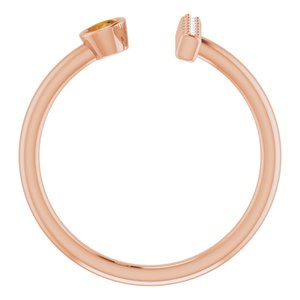 14K Rose Gold Natural Citrine & .05 CTW Natural Diamond Bar Ring
