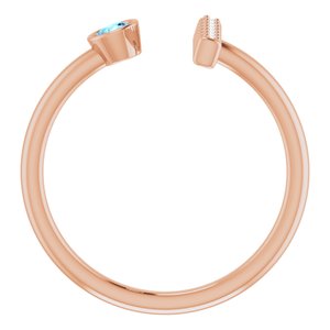 14K Rose Gold Natural Aquamarine & .05 CTW Natural Diamond Bar Ring