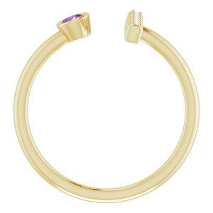 14K Yellow Gold Natural Amethyst & .05 CTW Natural Diamond Bar Ring
