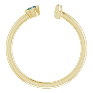 14K Yellow Gold Lab-Grown Alexandrite & .05 CTW Natural Diamond Bar Ring