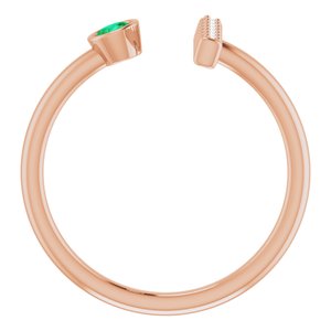 14K Rose Gold Lab-Grown Emerald & .05 CTW Natural Diamond Bar Ring