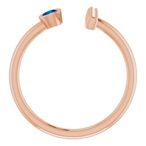 14K Rose Gold Lab-Grown Blue Sapphire & .05 CTW Natural Diamond Bar Ring