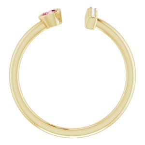 14K Yellow Gold Natural Pink Tourmaline & .05 CTW Natural Diamond Bar Ring