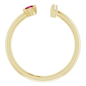 14K Yellow Gold Natural Ruby & .05 CTW Natural Diamond Bar Ring