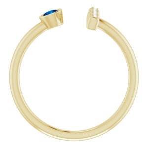 14K Yellow Gold Natural Blue Sapphire & .05 CTW Natural Diamond Bar Ring