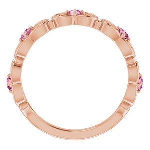 14K Rose Gold Natural Pink Tourmaline & .02 CTW Natural Diamond Scroll Ring