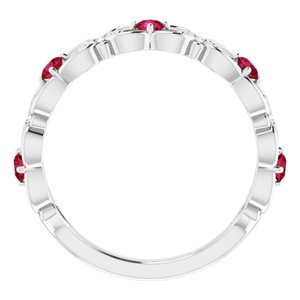 Sterling Silver Natural Ruby & .02 CTW Natural Diamond Scroll Ring
