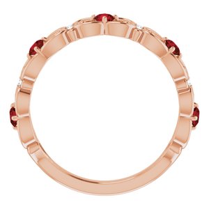 14K Rose Gold Natural Mozambique Garnet & .02 CTW Natural Diamond Scroll Ring