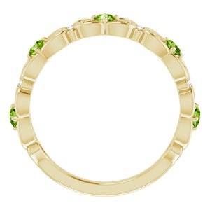 14K Yellow Gold Natural Peridot & .02 CTW Natural Diamond Scroll Ring