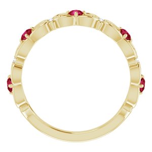14K Yellow Gold Natural Ruby & .02 CTW Natural Diamond Scroll Ring