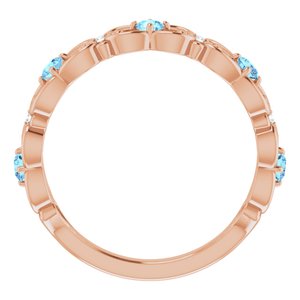 14K Rose Gold Natural Aquamarine & .02 CTW Natural Diamond Scroll Ring