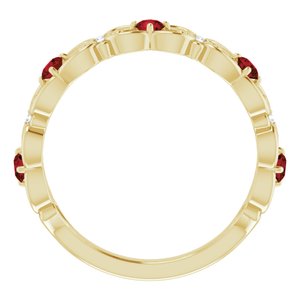 14K Yellow Gold Natural Mozambique Garnet & .02 CTW Natural Diamond Scroll Ring