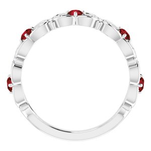 Platinum Natural Mozambique Garnet & .02 CTW Natural Diamond Scroll Ring
