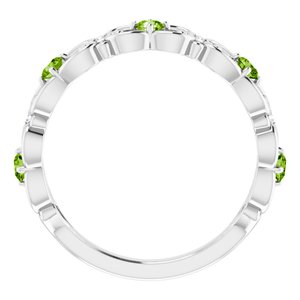 Sterling Silver Natural Peridot & .02 CTW Natural Diamond Scroll Ring