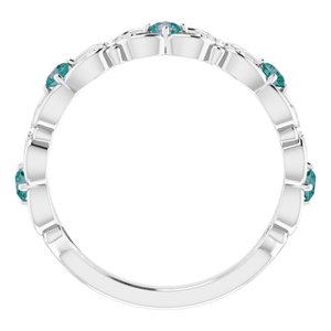 14K White Gold Lab-Grown Alexandrite & .02 CTW Natural Diamond Scroll Ring