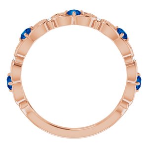 14K Rose Gold Lab-Grown Blue Sapphire & .02 CTW Natural Diamond Scroll Ring