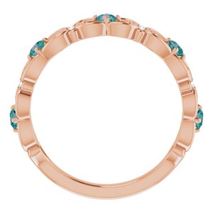14K Rose Gold Lab-Grown Alexandrite & .02 CTW Natural Diamond Scroll Ring