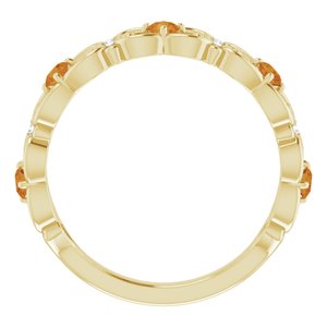 14K Yellow Gold Natural Citrine & .02 CTW Natural Diamond Scroll Ring