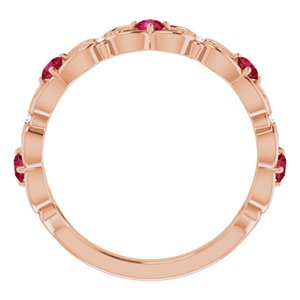 14K Rose Gold Lab-Grown Ruby & .02 CTW Natural Diamond Scroll Ring