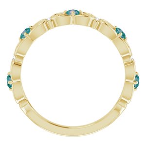 14K Yellow Gold Natural Alexandrite & .02 CTW Natural Diamond Scroll Rings