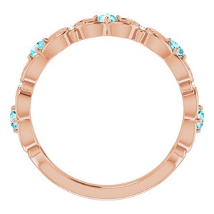 14K Rose Gold Natural Blue Zircon & .02 CTW Natural Diamond Scroll Ring