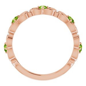 14K Rose Gold Natural Peridot & .02 CTW Natural Diamond Scroll Ring