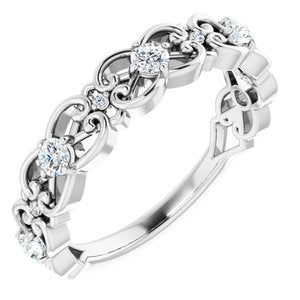 Sterling Silver 1/3 CTW Natural Diamond Scroll Ring