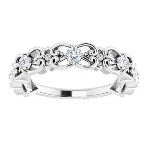 Sterling Silver 1/3 CTW Natural Diamond Scroll Ring