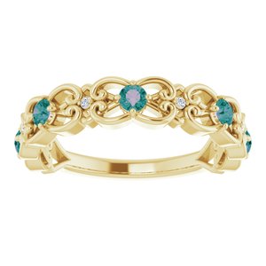 14K Yellow Gold Natural Alexandrite & .02 CTW Natural Diamond Scroll Rings
