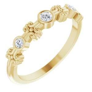 14K Yellow Gold .10 CTW  Natural Diamond Bezel-Set Ring