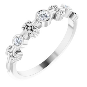 Sterling Silver .10 CTW  Natural Diamond Bezel-Set Ring