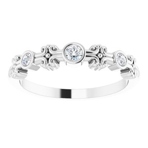 14K White Gold .10 CTW  Natural Diamond Bezel-Set Ring
