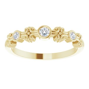 14K Yellow Gold .10 CTW  Natural Diamond Bezel-Set Ring