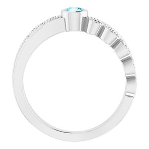 14K White Gold Natural Blue Zircon & .04 CTW Natural Diamond Ring
