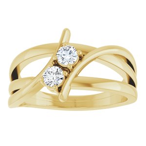 14K Yellow Gold 1/4 CTW Lab-Grown Diamond Two-Stone Ring