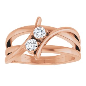 14K Rose Gold 1/4 CTW Lab-Grown Diamond Two-Stone Ring