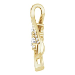 14K Yellow Gold 5/8 CTW Natural Diamond Two Stone Pendant